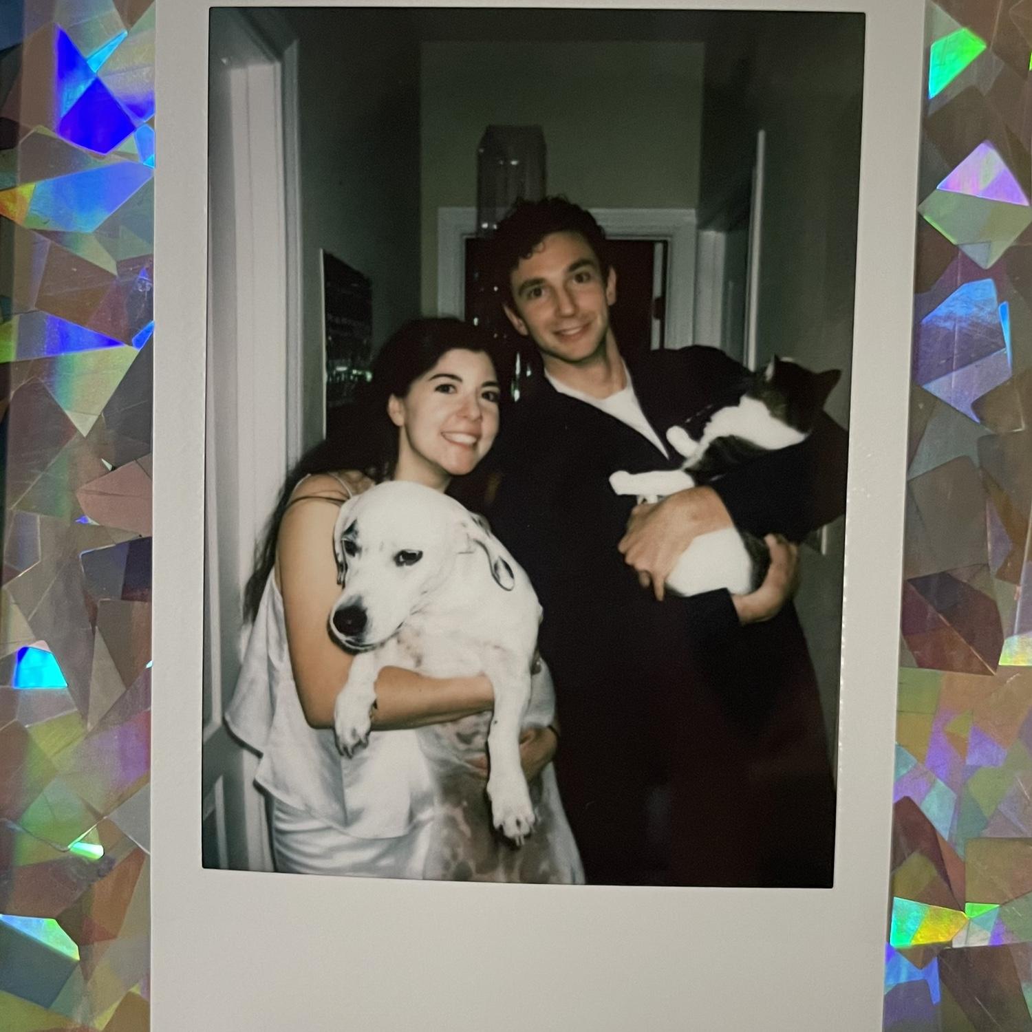 Julia’s birthday party at her apartment in San Marcos, Texas- December 2023. Pictured is Julia's cat, Nola and Jared's dog, Django.