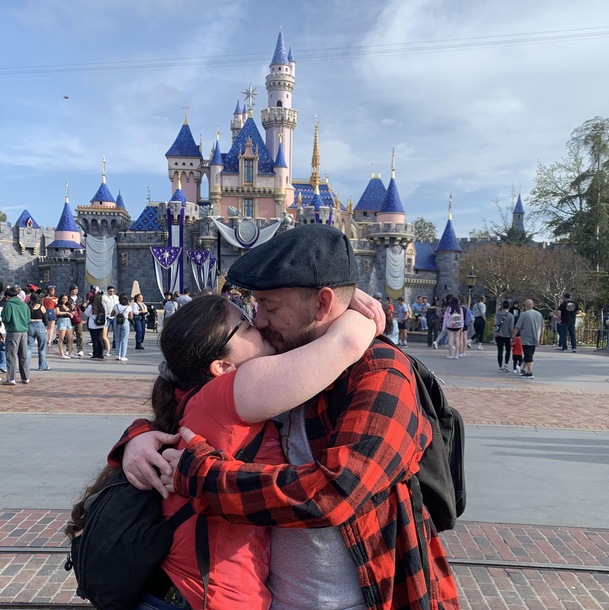 The castle kiss at Disneyland