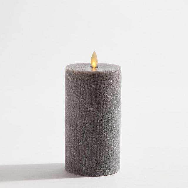 Premium Linen Pillar Flameless Candle, Charcoal, 4" x 4.5"