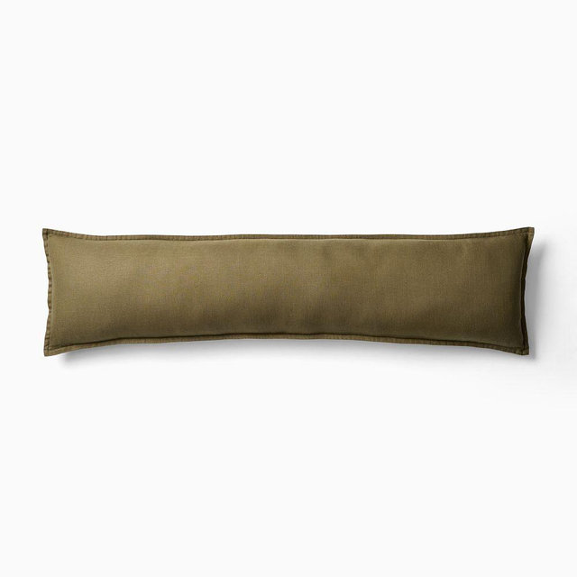 European Flax Linen Pillow Cover, Dark Olive, 12x46
