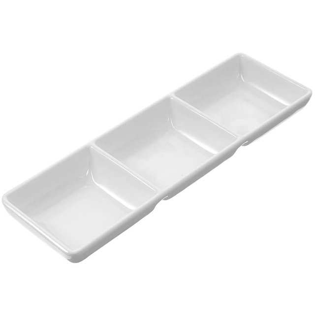 STOBAZA Ceramic Dipping Dish 3 Compartment Serving Platter Appetizer Plates Serving Tray Divided Sauce Dishes for Entertaining, Condiments, Candies, Charcuterie, Snack