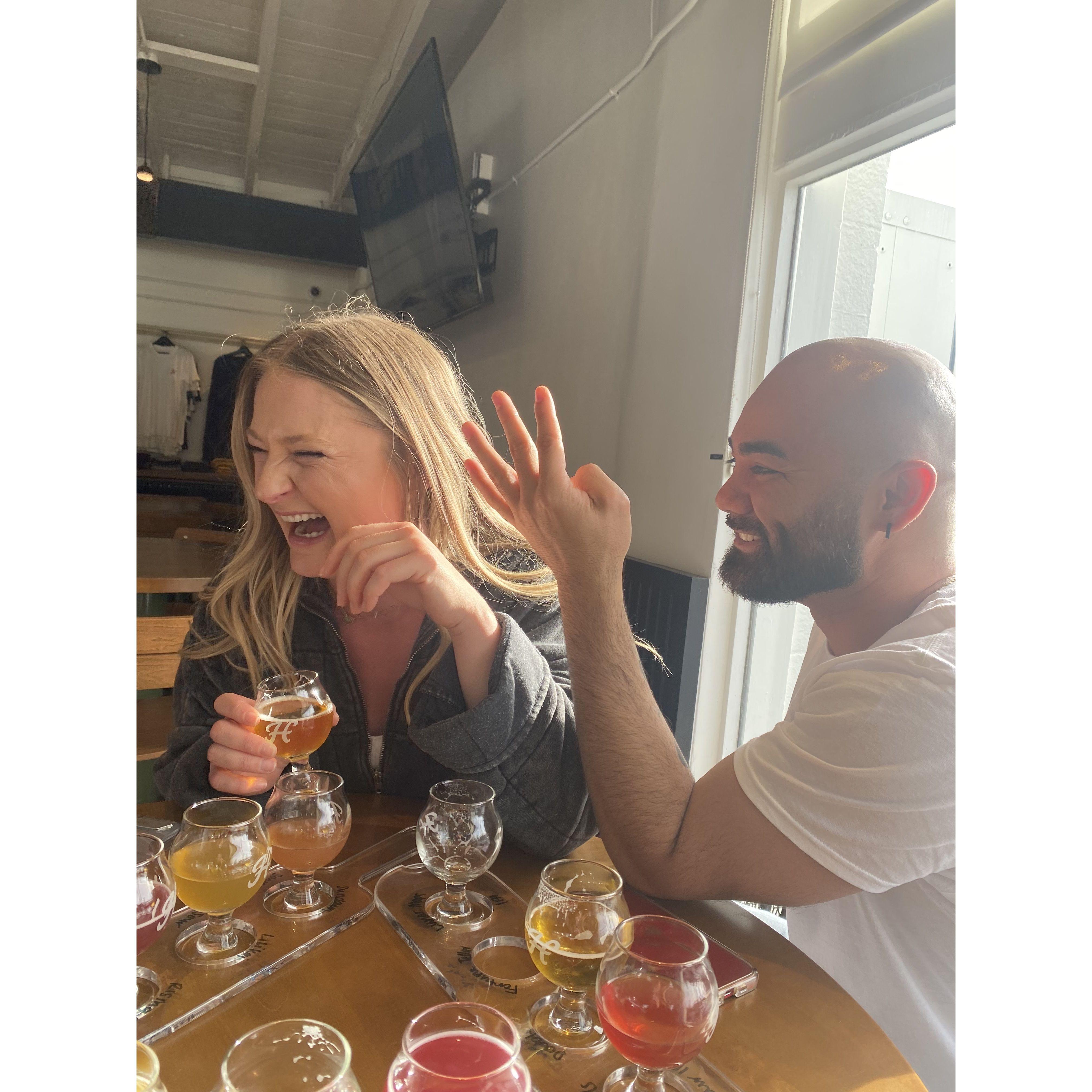 Post-church brewery lunch at Harland. We're both sour beer lovers! 3/31/24