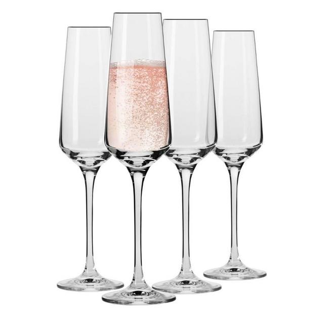 Krosno Crystal Champagne Flute Glasses, Set of 4, 6.1 oz, Avant-Garde Collection, Classic Shape for Timeless Style, Ideal for Mimosas, Prosecco, Sparkling Wine, Dishwasher Safe, Made in Europe
