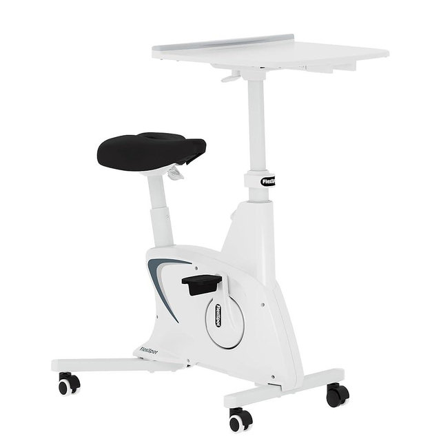 FLEXISPOT Exercise Bike with 2D Desktop, Space Saving Under Desk Bike with Removable Desk, Stationary Bikes Indoor Bikes with 300LBS Heavy Duty 8-Level Resistance Flywheel Optional LCD, V9PRO/V9MAX