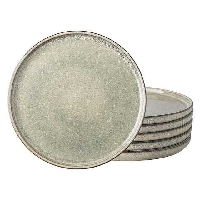 AmorArc Ceramic Plates Set of 6, 8.5 Inch Reactive Glaze Stoneware Plates set, Dessert, Salad, Appetizer, Small Dinner Plates, Microwave, Dishwasher Safe, Scratch Resistant Dishes Set Kitchen Plates