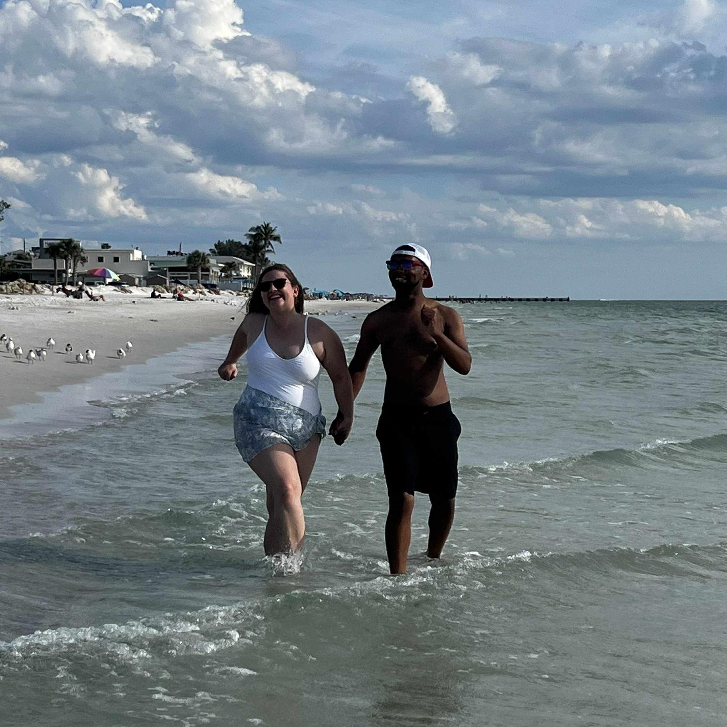 Being silly on the beach