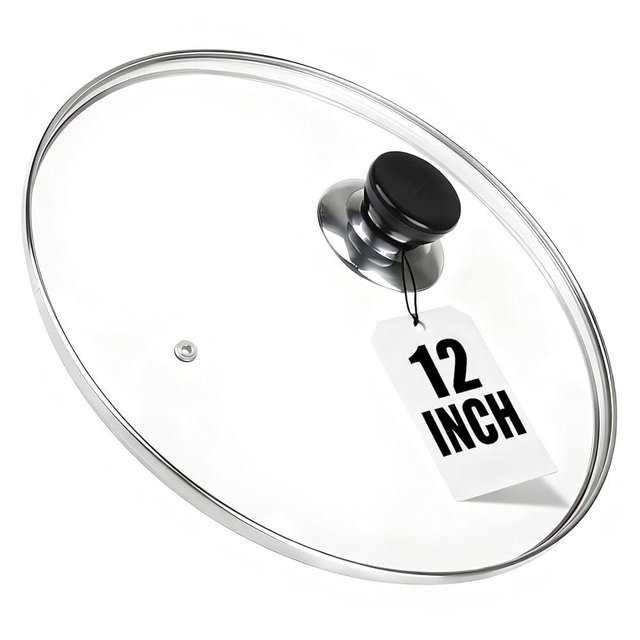 12 Inch Pan Lid, 12'' Frying Pan Lid, Tempered Glass Cast Iron Lids for Skillets, Fry Pan, Wok Pot (12 inch)
