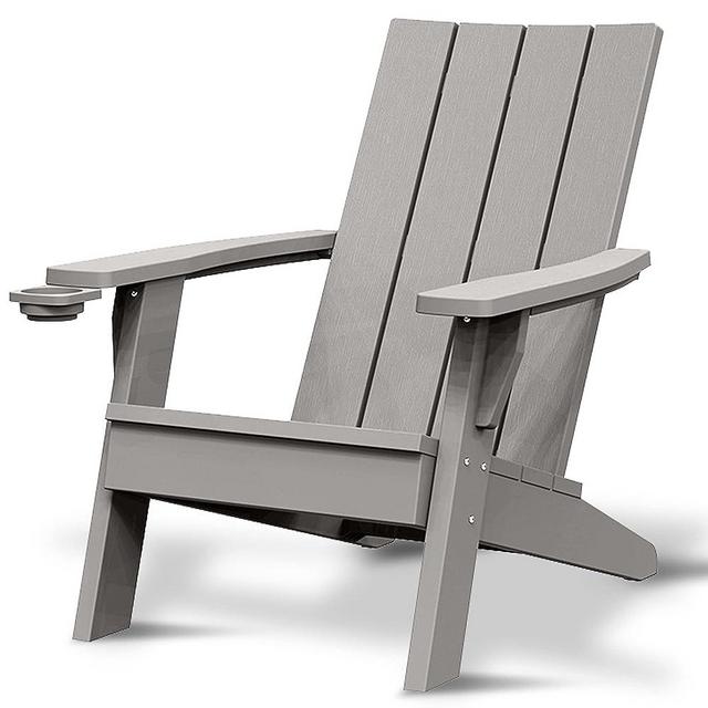 SereneLife Home Wooden Adirondack, Outdoor Patio Lounge Chairs for Fire Pit, Yard, Garden, Beach, and Backyard-Weather Resistant 300 Lb. Weight Capacity, Grey