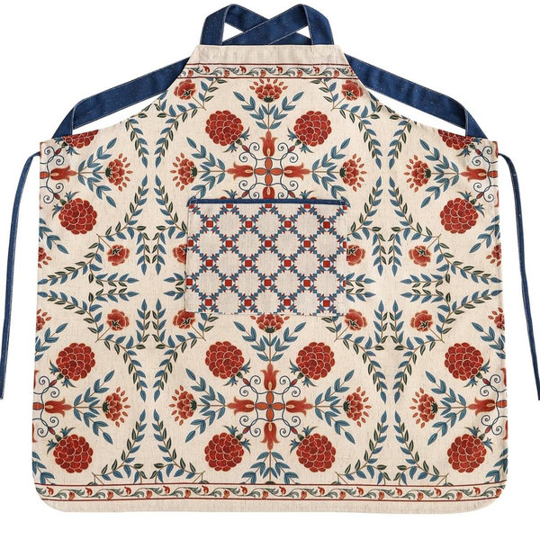 Blue Floral Linen Apron
