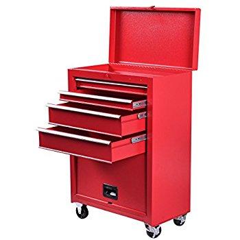 Excel TB2201X-red 22-Inch Steel Chest Roller Cabinet Combination, Black