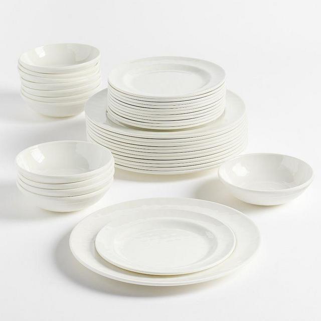 Caterer's Box Outdoor Melamine 36-Piece Dinnerware Set - White