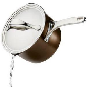Anolon - Nouvelle 3.5-Qt. Copper Luxe Sable Hard-Anodized Non-Stick Straining Saucepan