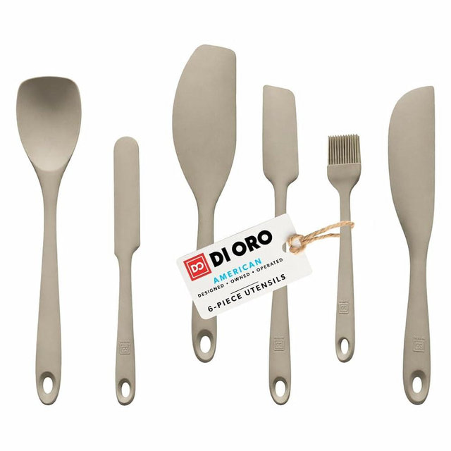 DI ORO 6-Piece Silicone Spatula Set - Rubber Kitchen Utensils for Baking, Cooking & Mixing - Heat-Resistant 600°F BPA Free Spatulas for Nonstick Cookware - Dishwasher Safe (Clay)