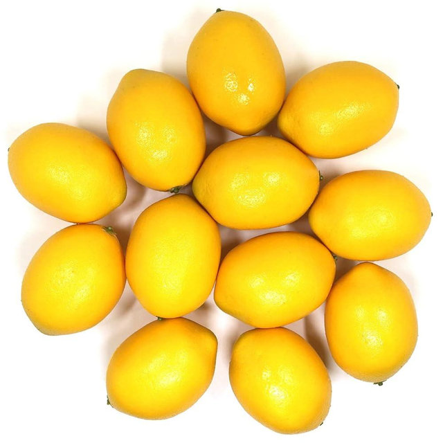 WsCrofts 12pcs Artificial Lemons - Yellow Fake Lemons Faux Fruit for Home Kitchen Table Fruit Bowl Cabinet Party Xmas Decor (3.1" x 2")