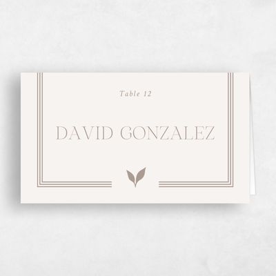 Light Oatmeal, Beige Wedding Place Card - Teagan Vegan