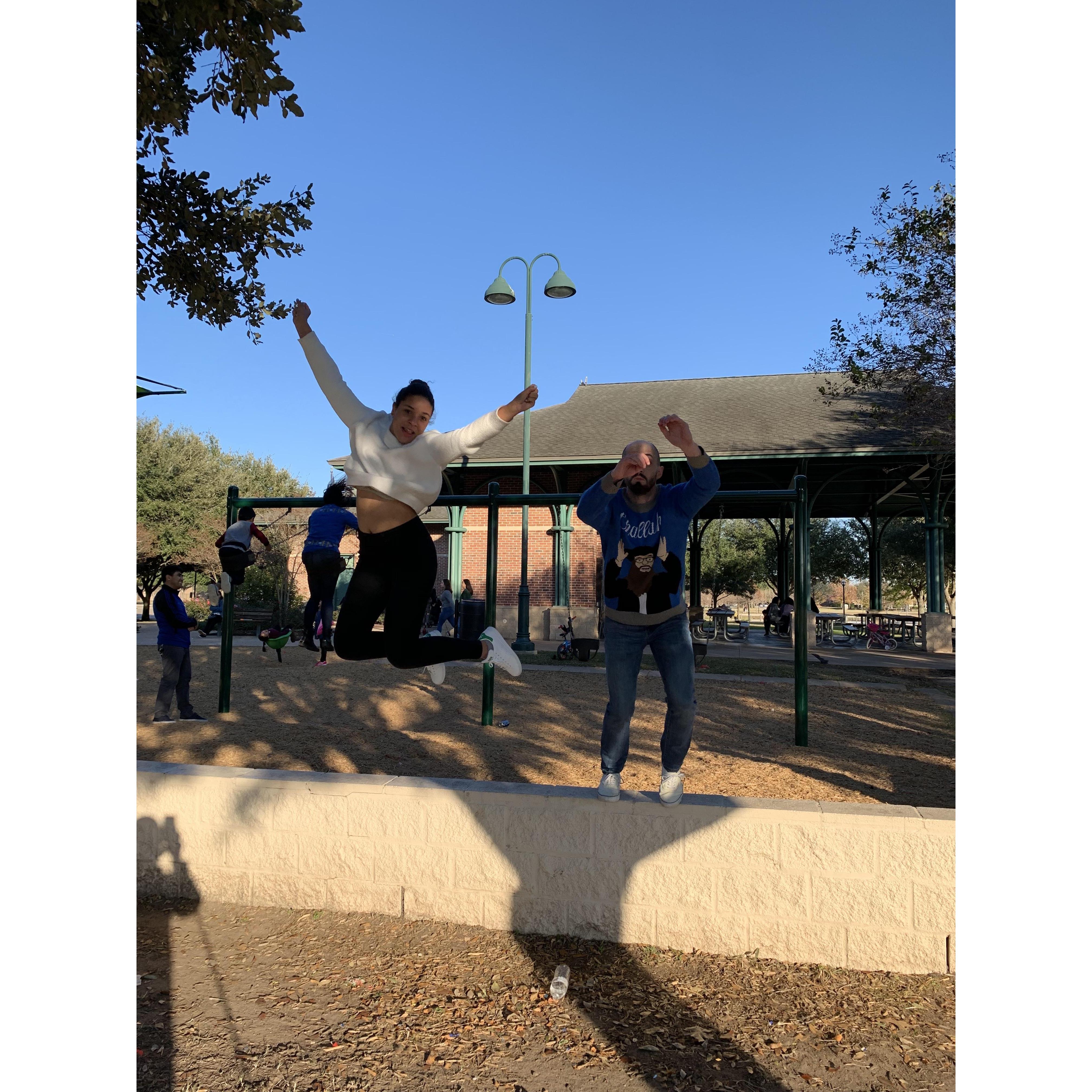 Working on a "jump" photo while visiting David's family in Sugarland, Texas