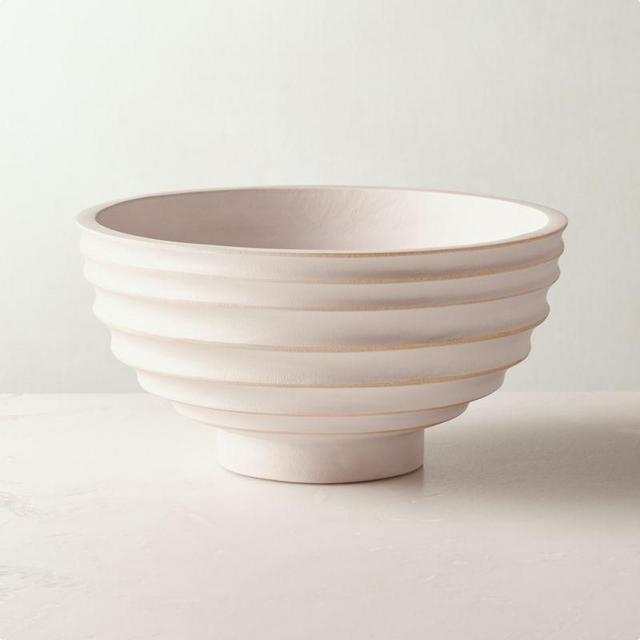 Donatello White Wash Wood Serving Bowl