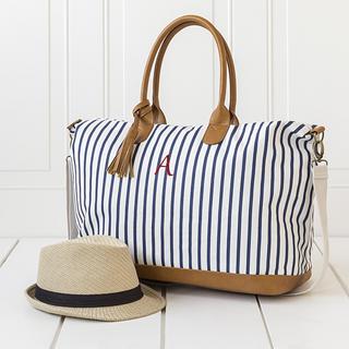 Personalized Striped Weekender Tote Bag
