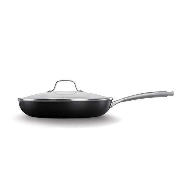 Calphalon - 2064702 Calphalon Classic Oil-Infused Ceramic PTFE and PFOA Free Cookware, 12-inch Fry Pan and Cover, Dark Gray