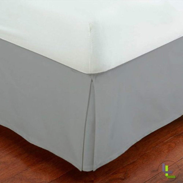 Linen Plus King Size Luxury Tailored Bed Skirt 14" Drop Pleated Styling Dust Ruffled Solid Silver/Light Grey New