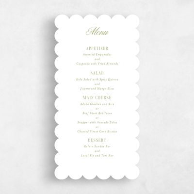 Marsh Green Wedding Menu - Roscana