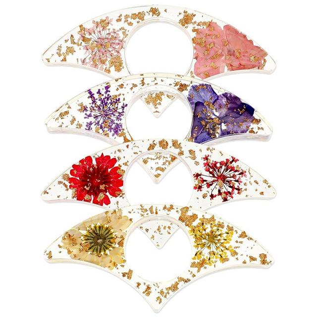 4 Pcs Books Page Holder Dried Flower Resin Transparent Thumb Bookmark Bookpage Holder Book Clips to Hold Books Open Book Accessories Gift for Reading Lovers Teachers Students (Purple Pink Red Yellow)