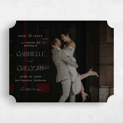 Beige Ticket Wedding Save the Date - Canopy Photo