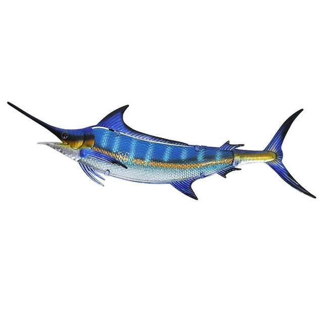 LIFFY Metal Blue Marlin Wall Decor Indoor Metal Fish Wall Art Large Fish Wall Hanging Decorations Ocean Theme Outdoor Wall Decor for Patio,Garden,Yard - 36 Inches Long