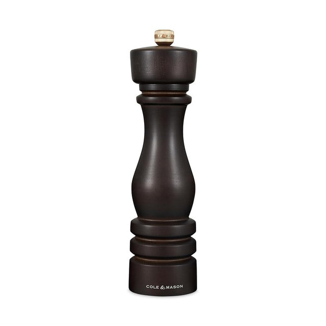 Cole & Mason London Refillable Spice Mill - Kitchen & Home Accessory - Table Black Pepper Grinder - Pepper Mill with Carbon Steel Mechanism - 8", Chocolate Wood