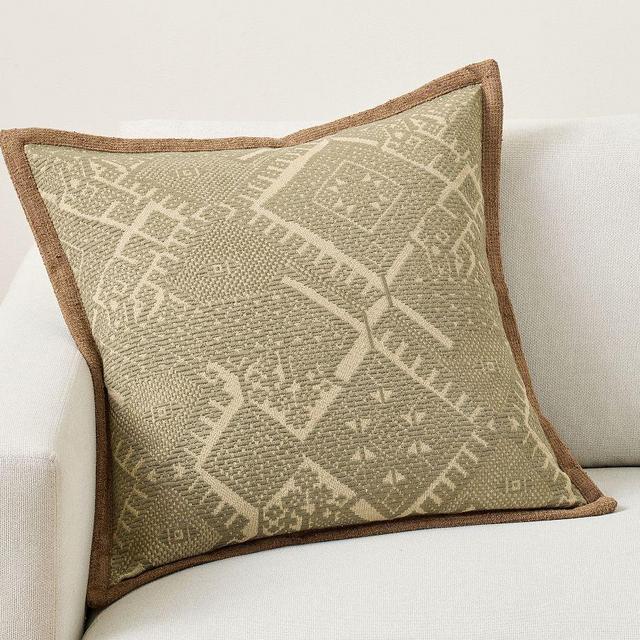 Fez Embroidered Pillow Cover, Green, 22"