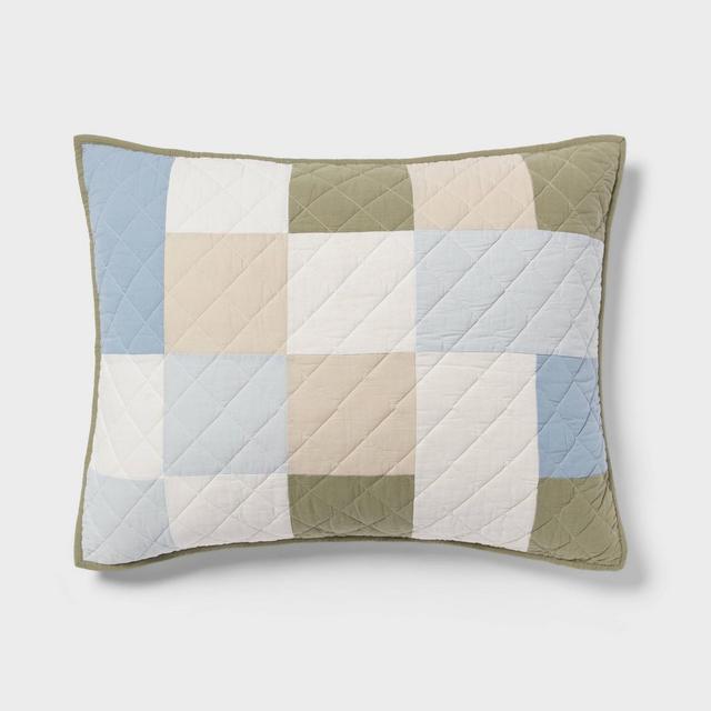 King Trad Pieced Quilt Sham Blue - Threshold™