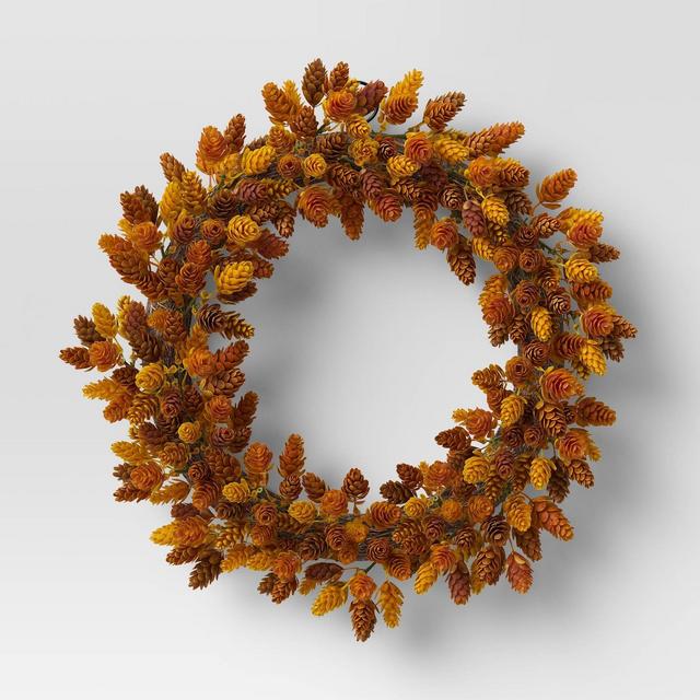 18" Artificial Hops Wreath Gold/Brown - Threshold™