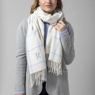 Personalized Ice Blue Windowpane Blanket Scarf