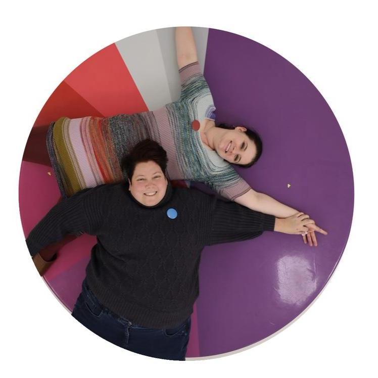 Tina claims Lis is circular and obtuse simultaneously. Lis prefers to think she is creative and enigmatic. (A more corny caption had to be deleted.)