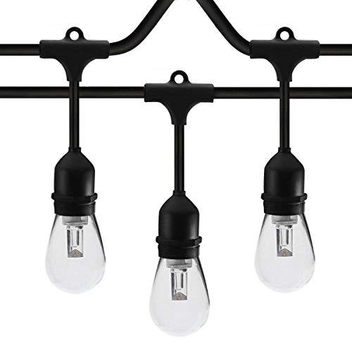 SUNTHIN 48ft LED String of Lights with 15 Pcs E26 Sockets and Hanging Loops 18 Pcs 0.9 Watt S14 Bulbs 3 Spares Indoor Outdoor String Lights Commercial String Lights Patio Lights Light Strings