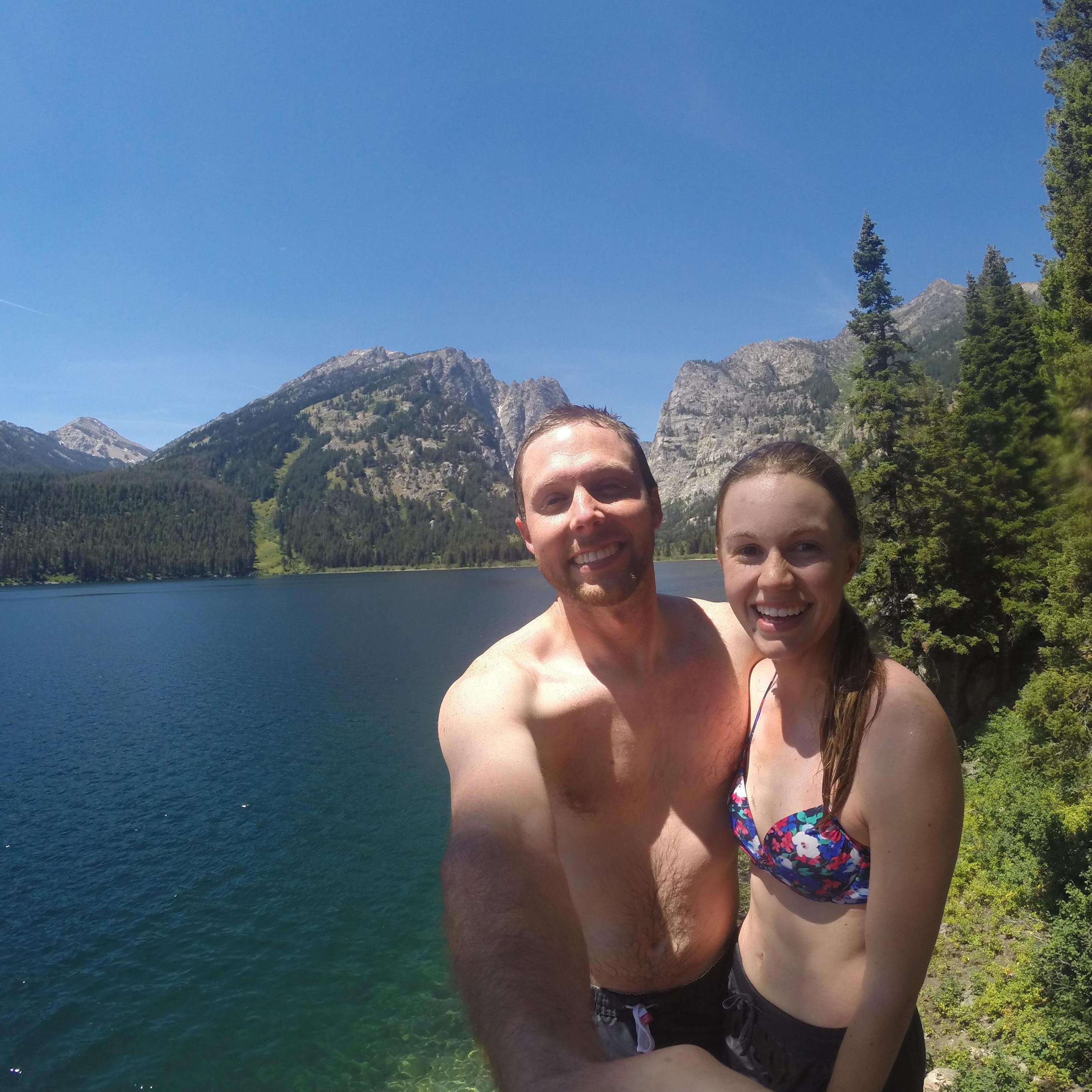 Cliff jumping at Phelps Lake in GTNP, July 2016
