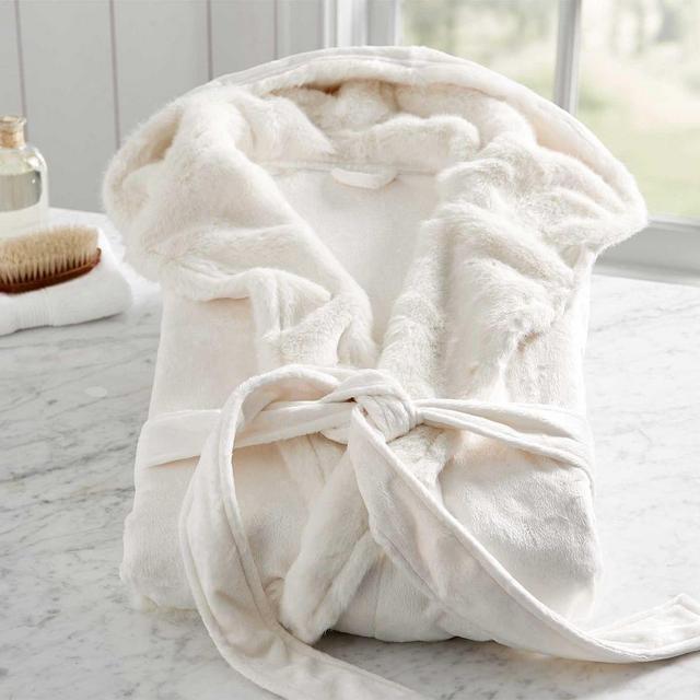 Ivory Alpaca Faux Fur Robe, Small, Ivory Alpaca
