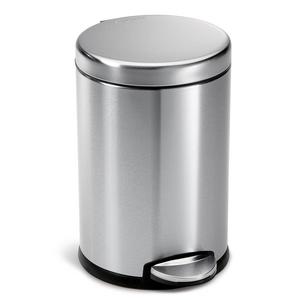 simplehuman Round Step Trash Can, Fingerprint-Proof Brushed Stainless Steel, 4.5-Liter /1.2-Gallon