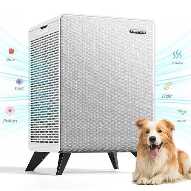 LUFTRUM Air Purifiers for Home Large Room Up to 2250 ft² - Dual 3-Stage Filter of Washable Filter and True HEPA Filter with AQI, Auto Mode, Sleep Mode - Remove 99% of Smoke Allergies Pet Dander Odor
