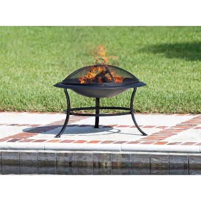 Round Wooden Black Fire Pit