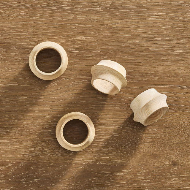 Tira Wood Napkin Rings, Light Wood, Set of 4