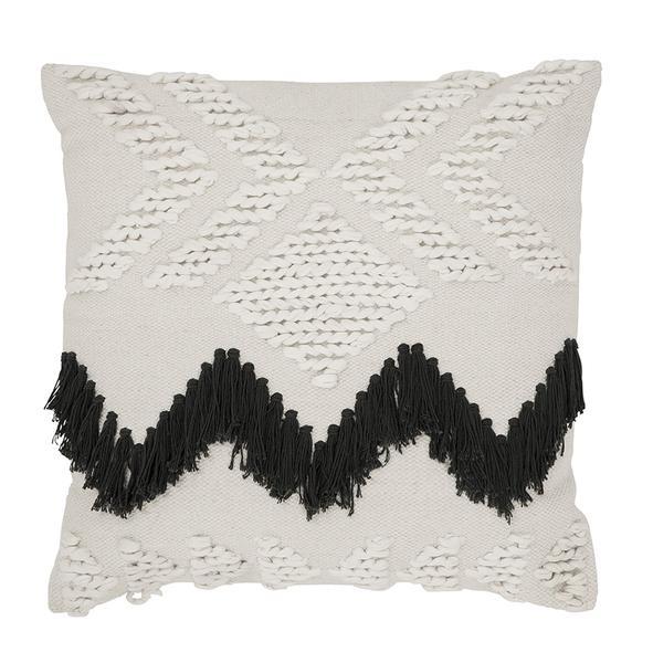 Langdon Ltd Fringe Cushion White with Black Fringing