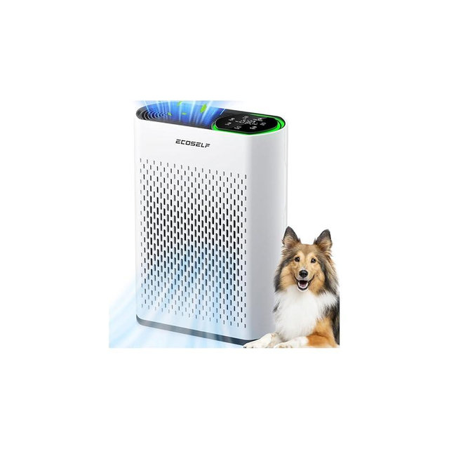 Air Purifier for Large Room, Cleans 2,400 ft² in 30 Mins, 3-Stage True HEPA, 360° Airflow, Large Touch Display Control, Real-Time Air Quality (PM2.5) Display, Ultra-Quiet 20dB Sleep Mode, HAP602 White