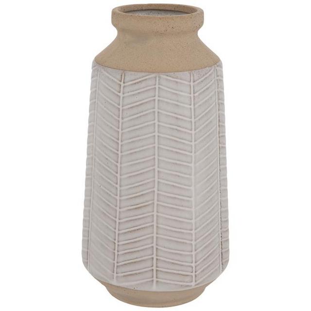 White & Brown Herringbone Vase