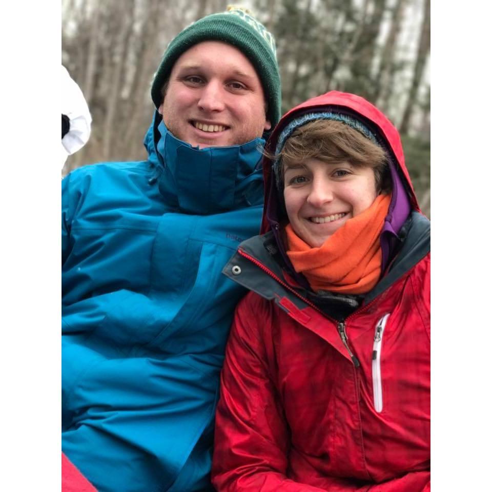 Taking a sleigh ride with Kevin's family in his hometown.