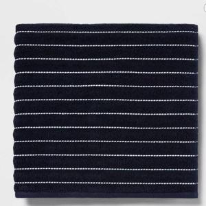 Performance Plus Oversized Bath Towel Navy Striped - Threshold™: Heavyweight Cotton Terry, Fade-Resistant