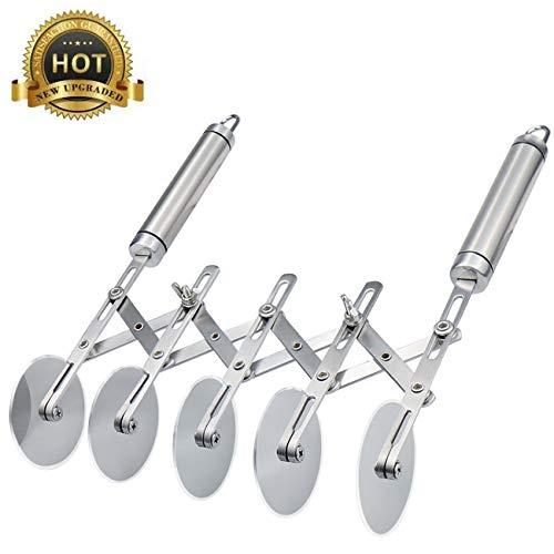 5 Wheel Pastry Cutter Stainless Pizza Slicer Multi-Round Dough Cutter Roller Cookie Pastry Knife Divider with Handle