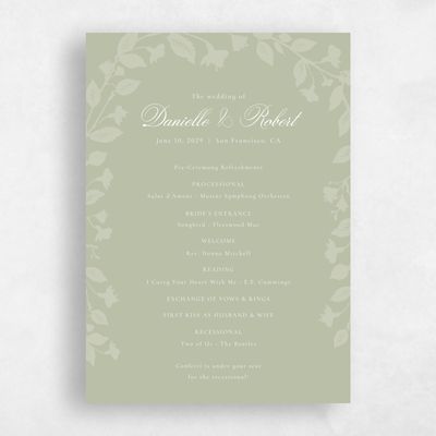 Olive Sage, Green Wedding Program - Fawn