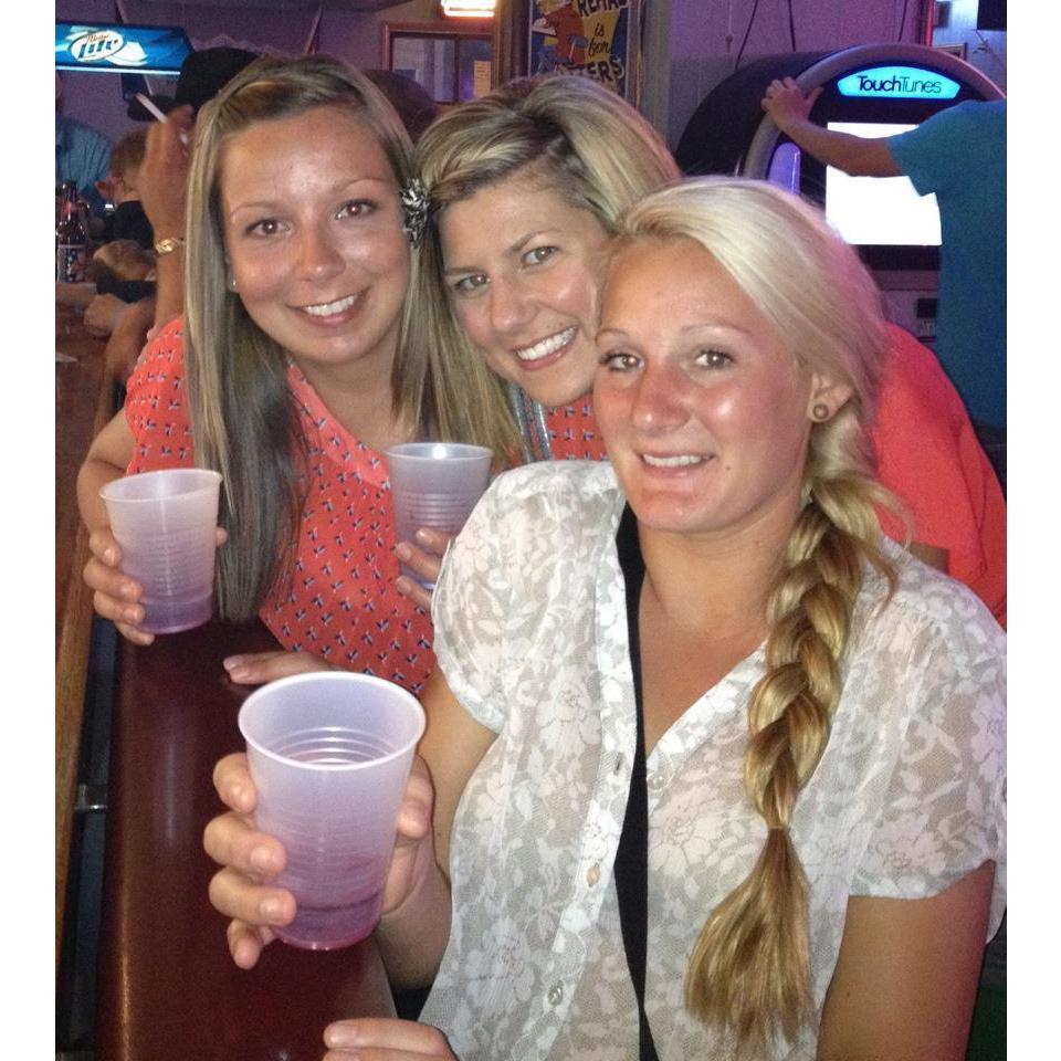 KaDee, Kayla Rae, and I enjoying a beverage during the Wells Co. Fair