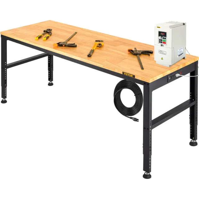 VEVOR Workbench Adjustable Height, 61\" x 20\" Garage Table